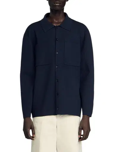 Sandro Men's Knit Jacket - Navy Blue | Thumbnail 4 Sandro Men's Knit Jacket - Navy Blue | Thumbnail 4