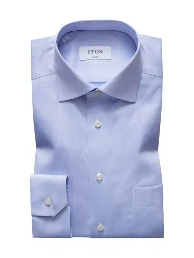 Eton Men's Classic-Fit Cotton Twill Shirt - Blue - Size 19 | Thumbnail 1 Eton Men's Classic-Fit Cotton Twill Shirt - Blue - Size 19 | Thumbnail 1