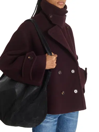 Chloé Women's Double-Breasted Wool-Blend Coat - Deep Purple | Thumbnail 7 Chloé Women's Double-Breasted Wool-Blend Coat - Deep Purple | Thumbnail 7