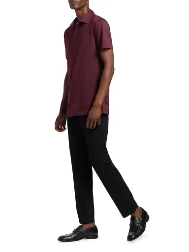 Giorgio Armani Men's Solid Jersey Polo Shirt - Ruby | Thumbnail 2 Giorgio Armani Men's Solid Jersey Polo Shirt - Ruby | Thumbnail 2