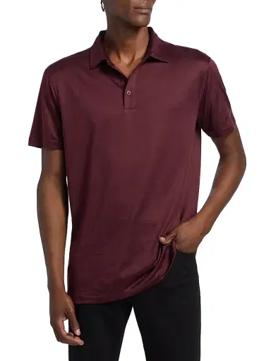 Giorgio Armani Men's Solid Jersey Polo Shirt - Ruby | Thumbnail 3 Giorgio Armani Men's Solid Jersey Polo Shirt - Ruby | Thumbnail 3