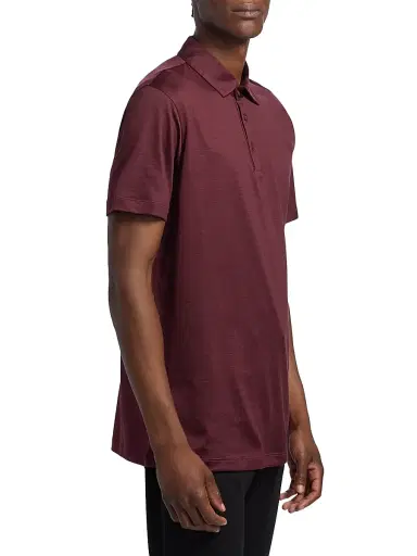 Giorgio Armani Men's Solid Jersey Polo Shirt - Ruby | Thumbnail 4 Giorgio Armani Men's Solid Jersey Polo Shirt - Ruby | Thumbnail 4