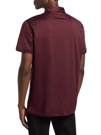 Giorgio Armani Men's Solid Jersey Polo Shirt - Ruby | Thumbnail 5 Giorgio Armani Men's Solid Jersey Polo Shirt - Ruby | Thumbnail 5