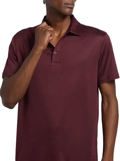 Giorgio Armani Men's Solid Jersey Polo Shirt - Ruby | Thumbnail 6 Giorgio Armani Men's Solid Jersey Polo Shirt - Ruby | Thumbnail 6