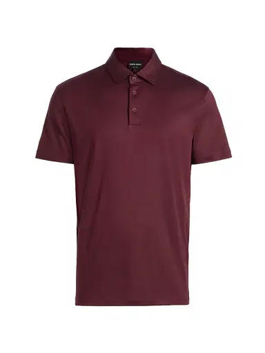 Giorgio Armani Men's Solid Jersey Polo Shirt - Ruby | Thumbnail 1 Giorgio Armani Men's Solid Jersey Polo Shirt - Ruby | Thumbnail 1