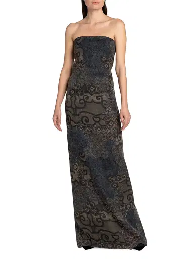 Giorgio Armani Women's Geometric Silk Strapless Column Gown | Thumbnail 3 Giorgio Armani Women's Geometric Silk Strapless Column Gown | Thumbnail 3