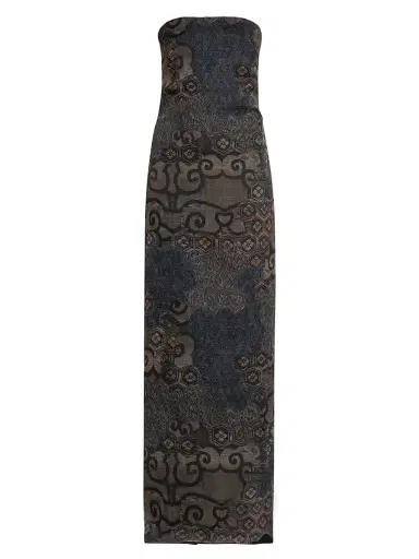 Giorgio Armani Women's Geometric Silk Strapless Column Gown | Thumbnail 1 Giorgio Armani Women's Geometric Silk Strapless Column Gown | Thumbnail 1