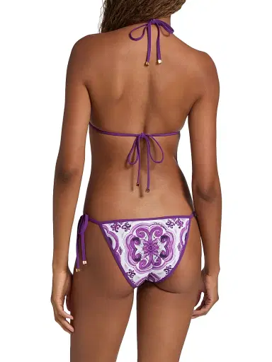 Dolce & Gabbana Women's Majolica Triangle Bikini - Mix Maiolica Viola | Thumbnail 4 Dolce & Gabbana Women's Majolica Triangle Bikini - Mix Maiolica Viola | Thumbnail 4