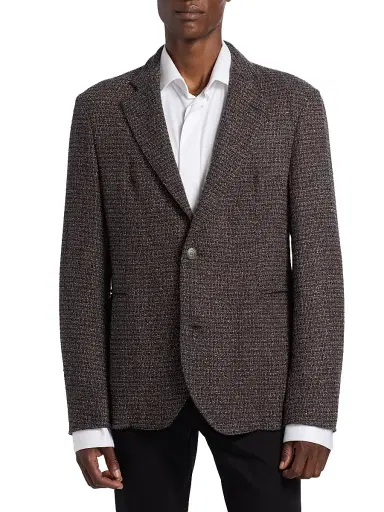 Emporio Armani Men's Virgin Wool-Blend Bouclé Jacket - Merlot - Size 48 | Thumbnail 3 Emporio Armani Men's Virgin Wool-Blend Bouclé Jacket - Merlot - Size 48 | Thumbnail 3