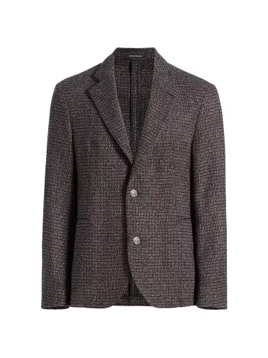 Emporio Armani Men's Virgin Wool-Blend Bouclé Jacket - Merlot - Size 48 | Thumbnail 1 Emporio Armani Men's Virgin Wool-Blend Bouclé Jacket - Merlot - Size 48 | Thumbnail 1