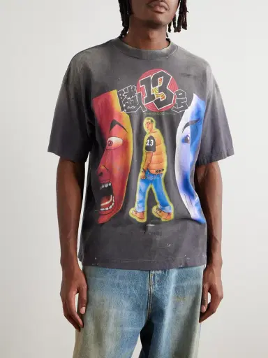 SAINT Mxxxxxx SANTASTIC! GEEKS RULE Distressed Printed Cotton-Jersey T-Shirt - Men | Thumbnail 3 SAINT Mxxxxxx SANTASTIC! GEEKS RULE Distressed Printed Cotton-Jersey T-Shirt - Men | Thumbnail 3