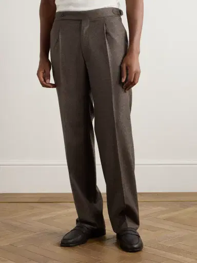 Stòffa Straight-Leg Pleated Wool and Cashmere-Blend Trousers - Men | Thumbnail 3 Stòffa Straight-Leg Pleated Wool and Cashmere-Blend Trousers - Men | Thumbnail 3