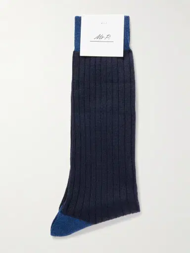 MR P. Ribbed Wool-Blend Socks - Men | Thumbnail 3 MR P. Ribbed Wool-Blend Socks - Men | Thumbnail 3