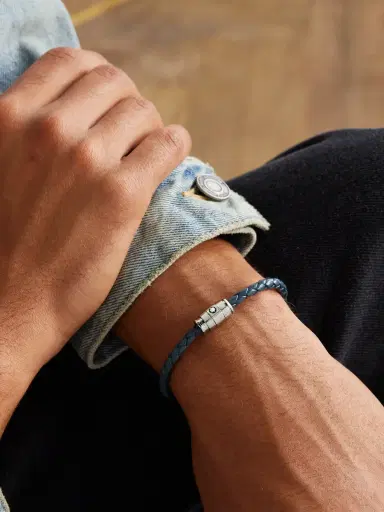Montblanc Meisterstück 3-Ring Stainless Steel and Woven Leather Bracelet - Men | Thumbnail 2 Montblanc Meisterstück 3-Ring Stainless Steel and Woven Leather Bracelet - Men | Thumbnail 2