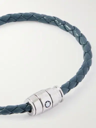 Montblanc Meisterstück 3-Ring Stainless Steel and Woven Leather Bracelet - Men | Thumbnail 4 Montblanc Meisterstück 3-Ring Stainless Steel and Woven Leather Bracelet - Men | Thumbnail 4