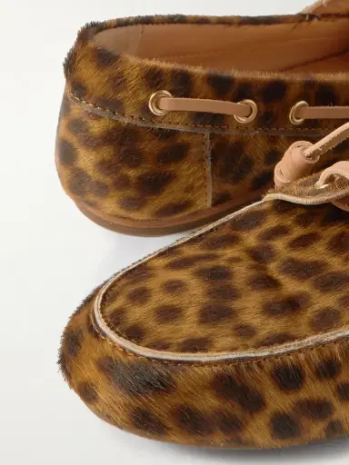Ancient Greek Sandals Pliaria Leopard-print Leather-trimmed Calf Hair Boat Shoes | Thumbnail 4 Ancient Greek Sandals Pliaria Leopard-print Leather-trimmed Calf Hair Boat Shoes | Thumbnail 4