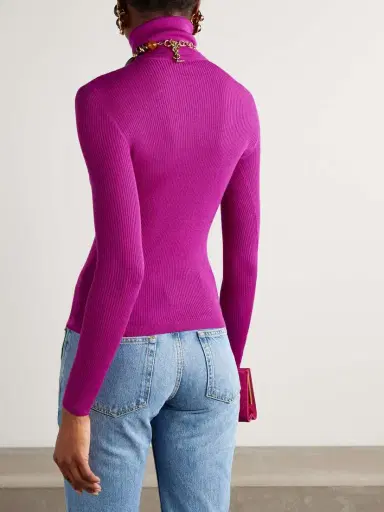Saint Laurent Ribbed Wool, Cashmere And ilk-blend Turtleneck weater | Thumbnail 3 Saint Laurent Ribbed Wool, Cashmere And ilk-blend Turtleneck weater | Thumbnail 3