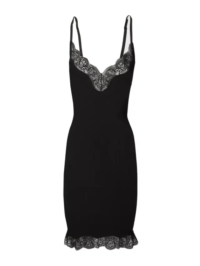 Lace-trimmed Ribbed ilk-jersey Mini Dress Lace-trimmed Ribbed ilk-jersey Mini Dress