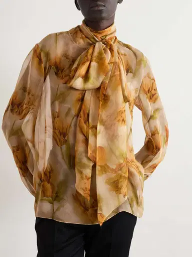 Saint Laurent Pussy-bow Floral-print Silk-mousseline Blouse | Thumbnail 3 Saint Laurent Pussy-bow Floral-print Silk-mousseline Blouse | Thumbnail 3