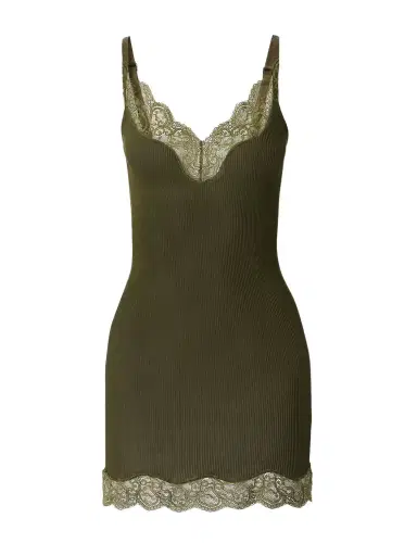 Saint Laurent Lace-trimmed Ribbed Silk-jersey Mini Dress | Thumbnail 1 Saint Laurent Lace-trimmed Ribbed Silk-jersey Mini Dress | Thumbnail 1