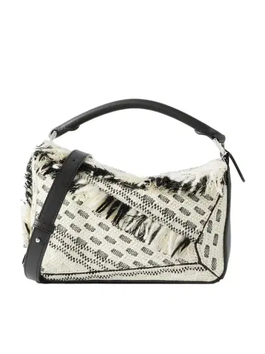 Loewe + Anni Albers Puzzle Small Leather And Fringed Jacquard Shoulder Bag | Thumbnail 1 Loewe + Anni Albers Puzzle Small Leather And Fringed Jacquard Shoulder Bag | Thumbnail 1
