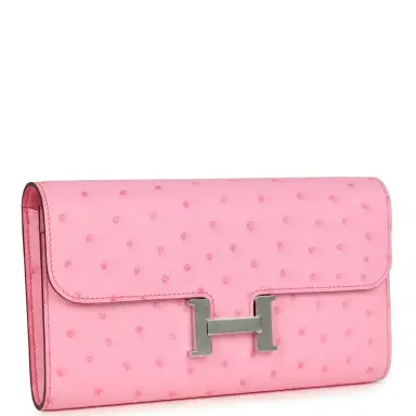 HERMÈS Hermes Constance To Go Wallet Bubblegum Ostrich Palladium Hardware | Thumbnail 2 HERMÈS Hermes Constance To Go Wallet Bubblegum Ostrich Palladium Hardware | Thumbnail 2