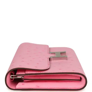 HERMÈS Hermes Constance To Go Wallet Bubblegum Ostrich Palladium Hardware | Thumbnail 3 HERMÈS Hermes Constance To Go Wallet Bubblegum Ostrich Palladium Hardware | Thumbnail 3
