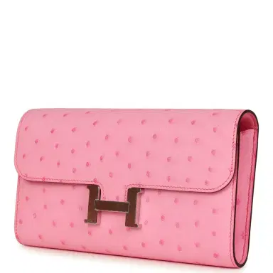 HERMÈS Hermes Constance To Go Wallet Bubblegum Ostrich Palladium Hardware | Thumbnail 5 HERMÈS Hermes Constance To Go Wallet Bubblegum Ostrich Palladium Hardware | Thumbnail 5