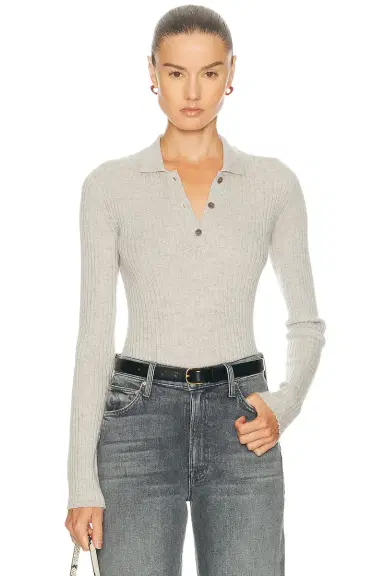 The Elder Statesman Silky Cashmere Polo Sweater | Thumbnail 1 The Elder Statesman Silky Cashmere Polo Sweater | Thumbnail 1