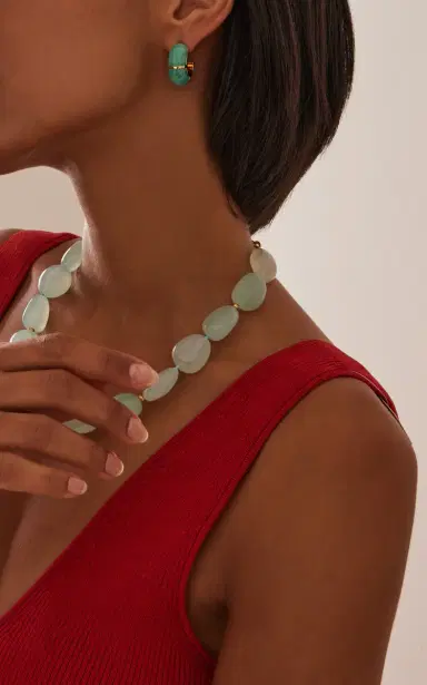 Lizzie Fortunato Zellige Hoops In Amazonite | Thumbnail 2 Lizzie Fortunato Zellige Hoops In Amazonite | Thumbnail 2