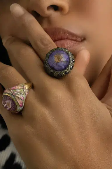 SEVAN BICAKCI Amethyst Black Yellow Diamond Lotus Ring | Thumbnail 6 SEVAN BICAKCI Amethyst Black Yellow Diamond Lotus Ring | Thumbnail 6