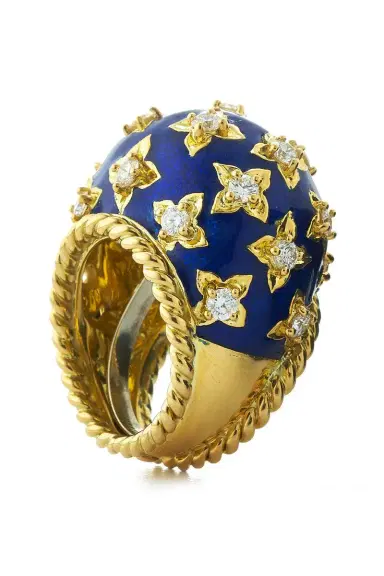 DAVID WEBB Diamond Blue Star Ring | Thumbnail 1 DAVID WEBB Diamond Blue Star Ring | Thumbnail 1