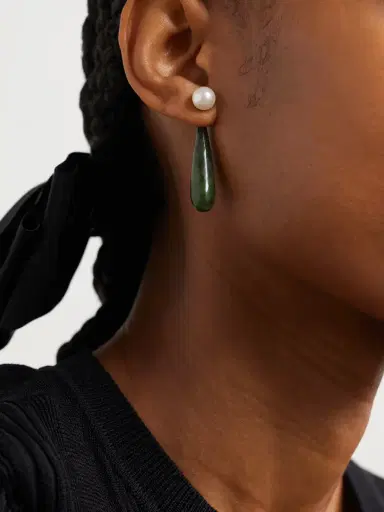 Sophie Buhai Small Angelyne Silver, Jade And Pearl Earrings | Thumbnail 2 Sophie Buhai Small Angelyne Silver, Jade And Pearl Earrings | Thumbnail 2