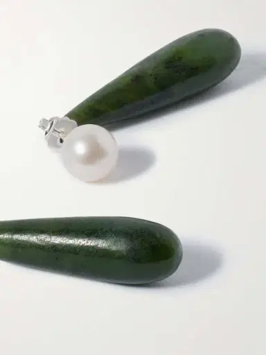 Sophie Buhai Small Angelyne Silver, Jade And Pearl Earrings | Thumbnail 3 Sophie Buhai Small Angelyne Silver, Jade And Pearl Earrings | Thumbnail 3