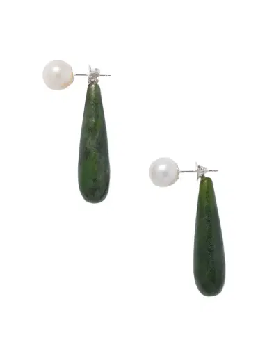 Sophie Buhai Small Angelyne Silver, Jade And Pearl Earrings | Thumbnail 1 Sophie Buhai Small Angelyne Silver, Jade And Pearl Earrings | Thumbnail 1
