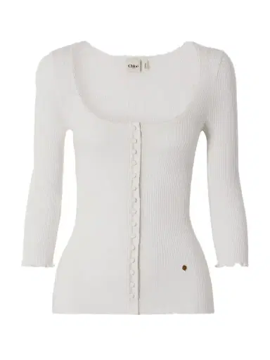 Chloé Ribbed Cotton Top | Thumbnail 1 Chloé Ribbed Cotton Top | Thumbnail 1