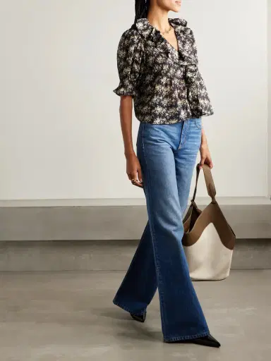 DÔEN Henri Ruffled Pintucked Floral-print Organic Cotton-voile Top | Thumbnail 2 DÔEN Henri Ruffled Pintucked Floral-print Organic Cotton-voile Top | Thumbnail 2