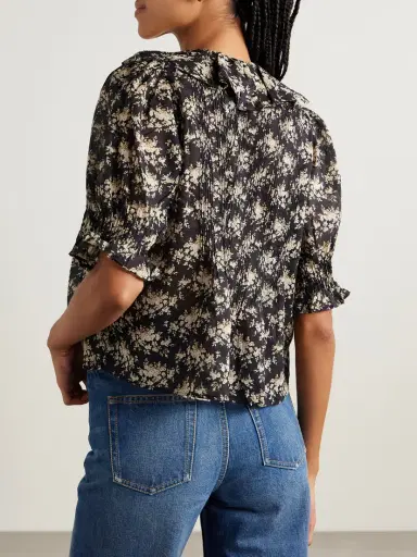 DÔEN Henri Ruffled Pintucked Floral-print Organic Cotton-voile Top | Thumbnail 3 DÔEN Henri Ruffled Pintucked Floral-print Organic Cotton-voile Top | Thumbnail 3