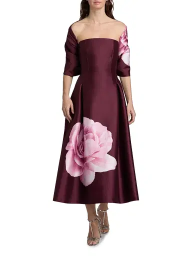 SACHIN BABI Women's Shay Strapless Tea-Length Dress - Bordeaux Esperance | Thumbnail 2 SACHIN BABI Women's Shay Strapless Tea-Length Dress - Bordeaux Esperance | Thumbnail 2