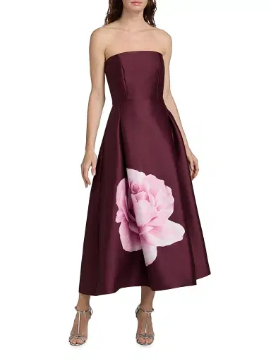 SACHIN BABI Women's Shay Strapless Tea-Length Dress - Bordeaux Esperance | Thumbnail 3 SACHIN BABI Women's Shay Strapless Tea-Length Dress - Bordeaux Esperance | Thumbnail 3