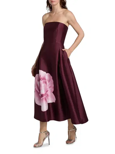 SACHIN BABI Women's Shay Strapless Tea-Length Dress - Bordeaux Esperance | Thumbnail 4 SACHIN BABI Women's Shay Strapless Tea-Length Dress - Bordeaux Esperance | Thumbnail 4
