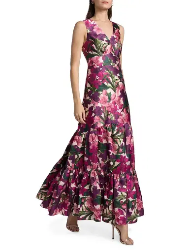 SACHIN BABI Women's Rori Floral Tiered Gown - Casa Blanca Lillies | Thumbnail 2 SACHIN BABI Women's Rori Floral Tiered Gown - Casa Blanca Lillies | Thumbnail 2