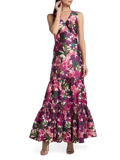 SACHIN BABI Women's Rori Floral Tiered Gown - Casa Blanca Lillies | Thumbnail 3 SACHIN BABI Women's Rori Floral Tiered Gown - Casa Blanca Lillies | Thumbnail 3