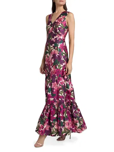 SACHIN BABI Women's Rori Floral Tiered Gown - Casa Blanca Lillies | Thumbnail 4 SACHIN BABI Women's Rori Floral Tiered Gown - Casa Blanca Lillies | Thumbnail 4