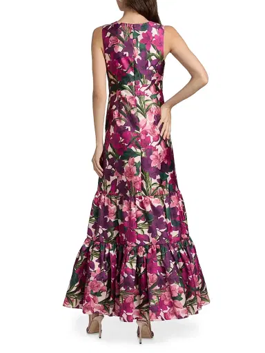 SACHIN BABI Women's Rori Floral Tiered Gown - Casa Blanca Lillies | Thumbnail 5 SACHIN BABI Women's Rori Floral Tiered Gown - Casa Blanca Lillies | Thumbnail 5