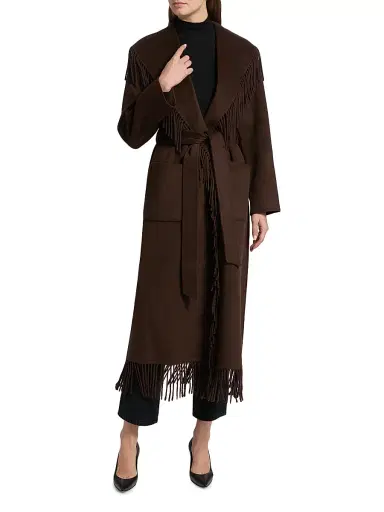 Simkhai Women's Carrie Fringed Longline Coat - Chocolate - Size XL | Thumbnail 3 Simkhai Women's Carrie Fringed Longline Coat - Chocolate - Size XL | Thumbnail 3