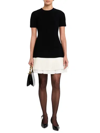 SIMKHAI Women's Lorin Mixed-Media A-Line Minidress - Black Multi | Thumbnail 2 SIMKHAI Women's Lorin Mixed-Media A-Line Minidress - Black Multi | Thumbnail 2