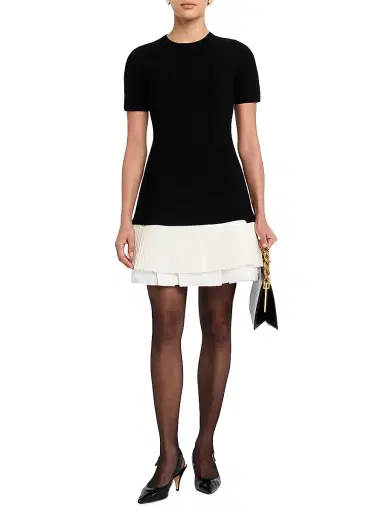 SIMKHAI Women's Lorin Mixed-Media A-Line Minidress - Black Multi | Thumbnail 3 SIMKHAI Women's Lorin Mixed-Media A-Line Minidress - Black Multi | Thumbnail 3