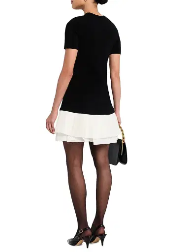 SIMKHAI Women's Lorin Mixed-Media A-Line Minidress - Black Multi | Thumbnail 4 SIMKHAI Women's Lorin Mixed-Media A-Line Minidress - Black Multi | Thumbnail 4