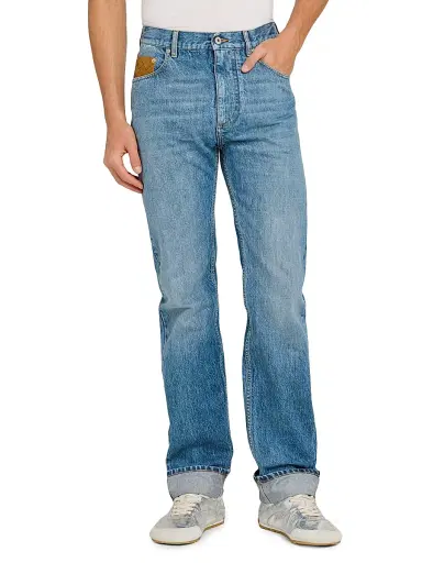 Bottega Veneta Men's Vintage Indigo-Washed Suede-Pocket Jeans - Medium Blue - Size 40 | Thumbnail 2 Bottega Veneta Men's Vintage Indigo-Washed Suede-Pocket Jeans - Medium Blue - Size 40 | Thumbnail 2